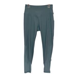Gottex Seafoam Green Cropped Leggings Small High Rise Athletic Yoga Pants Pocket